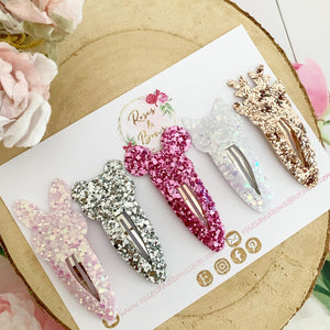 Animal glitter snap clips - Cat, Bunny, Bear