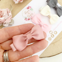 Load image into Gallery viewer, Muted neutrals Small Hair Bow Clip Set
