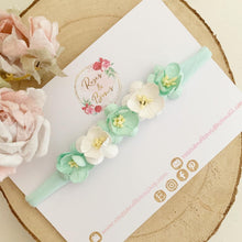 Load image into Gallery viewer, Mint cherry blossom nylon headband
