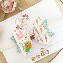 Load image into Gallery viewer, Easter Mermaid Bunny Glitter Hair Bow Hair Clip or Headband
