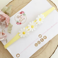 Load image into Gallery viewer, Daisy headband - lemon nylon headband
