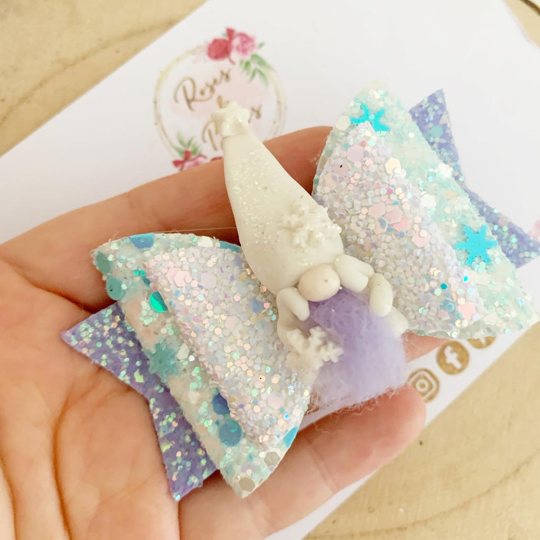 Christmas gnome Hair Bow Clip or Headband