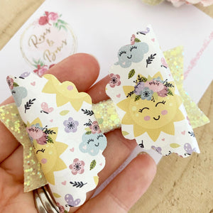 Summer sunshine Hair Bow Headband or Clip