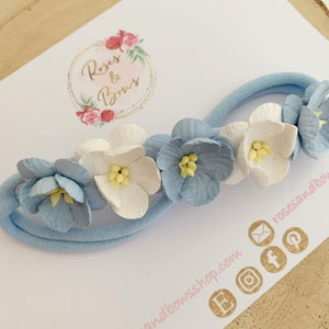 Blue cherry blossom nylon headband