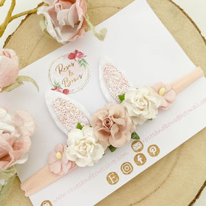 Blush Bunny Ears Easter headband - Girls Hairband - Photo Prop