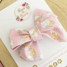 Load image into Gallery viewer, Easter pink hand tied Hair Bow Headband or Clip
