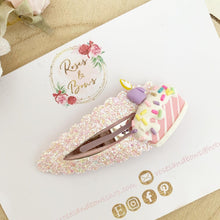 Load image into Gallery viewer, Birthday Cake Glitter large snap clip
