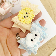 Load image into Gallery viewer, Sunshine and Rainclouds Pigtail Set Hair Clips
