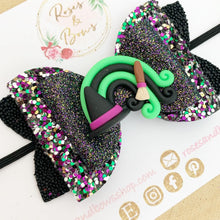 Load image into Gallery viewer, Witch Rainbow Halloween Hair Bow Headband or Clip
