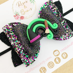 Witch Rainbow Halloween Hair Bow Headband or Clip