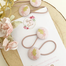 Load image into Gallery viewer, Pink and Gold Fairy Bobble Hair Ties Set of 2
