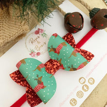 Load image into Gallery viewer, Christmas dachshund hair bow Headband or Clip
