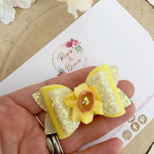 Load image into Gallery viewer, Daffodil Hair Bow Headband or clip
