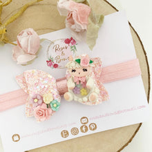 Load image into Gallery viewer, Easter Lamb Glitter Hair Bow Hair Clip or Headband
