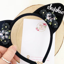 Load image into Gallery viewer, Personalised Name Halloween Cat Ears Headband
