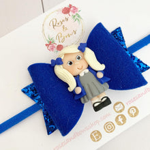 Load image into Gallery viewer, Royal Blue School Girl Hair Bow Headband or Clip READY TO SHIP
