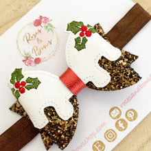 Load image into Gallery viewer, Christmas Pudding Glitter Bow Headband or Clip
