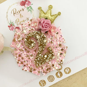 Pink Birthday Badge - Birthday Princess Glitter Badge  or