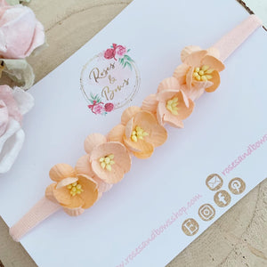 Peach cherry blossom nylon headband