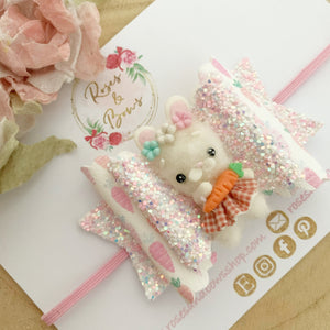 Fluffy Easter Bunny Hair Bow Headband or Clip