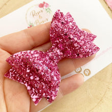 Load image into Gallery viewer, Pink Glitter Hair Bow - Glitter Hair Bow Hair Clip or Headband
