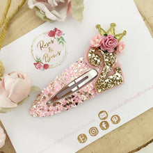 Load image into Gallery viewer, Pink Birthday Snap Clip - Birthday Number Princess Snap Clip
