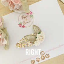 Load image into Gallery viewer, Gold and White Dainty Bunny Ears Easter Snap Clip
