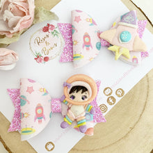 Load image into Gallery viewer, Space astronaut and rocket Hair Bow Headband or Clip
