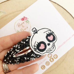 Skull Star glitter large snap clip