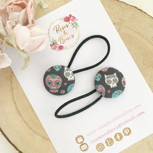 Load image into Gallery viewer, Halloween Sugar Skull Bobble Hair Ties Set of 2
