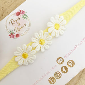 Daisy headband - lemon nylon headband