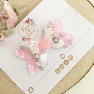 Tractor Transparent Glitter Bow Headband or Clip