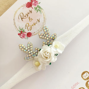 Dainty White Reindeer Headband