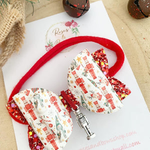 Christmas Nutcracker Charm Hair Bow Headband or Clip