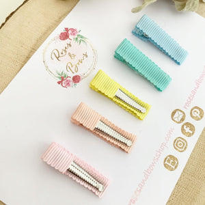 Rainbow Ribbon Fringe Clips Pack 5 - Small Clips - Mini Clips - Clip Pack - Baby Hair Clips - Toddler Hair Clips - Lined hair clip