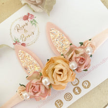 Load image into Gallery viewer, Peach Blush Bunny Ears Easter headband - Girls Hairband - Photo Prop
