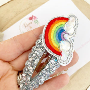 Silver rainbow large snap clip