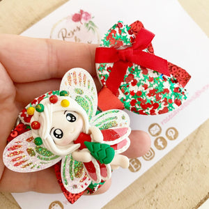 Christmas Fairy Hair Bow Clip or Headband