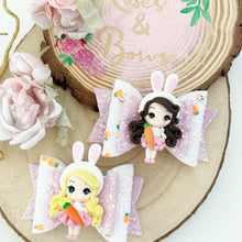 Load image into Gallery viewer, Easter Bunny Girl Hair Bow Headband or Clip
