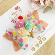 Load image into Gallery viewer, Ice Cream Transparent Glitter Bow Headband or Clip
