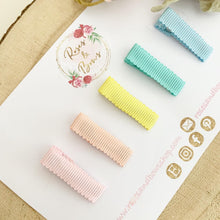 Load image into Gallery viewer, Rainbow Ribbon Fringe Clips Pack 5 - Small Clips - Mini Clips - Clip Pack - Baby Hair Clips - Toddler Hair Clips - Lined hair clip
