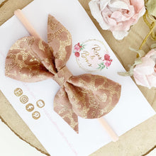 Load image into Gallery viewer, Rose Gold Leopard Hair Bow Headband or Clip
