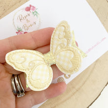 Load image into Gallery viewer, Lemon School Gingham butterfly Hair Bow Headband or Clip
