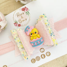 Load image into Gallery viewer, Easter Chick Glitter Hair Bow Hair Clip or Headband
