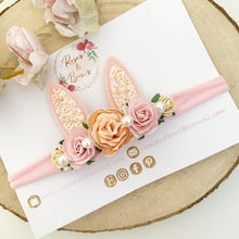 Load image into Gallery viewer, Pink and Peach Bunny Ears Easter headband - Girls Hairband - Photo Prop
