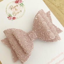 Load image into Gallery viewer, Neutral Nude Glitter Hair Bow - Glitter Hair Bow Hair Clip or Headband
