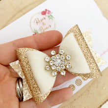 Load image into Gallery viewer, Snowflake Glitter Bow Headband or Clip
