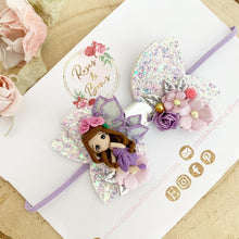 Load image into Gallery viewer, Fairy Purple Glitter Hair Bow Headband or Clip

