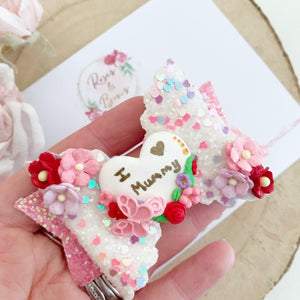 I Love Mummy Mother’s Day Hair Bow Headband or Clip