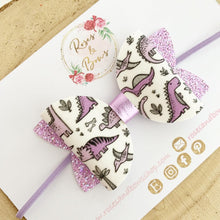 Load image into Gallery viewer, Dinosaur Purple Hair Bow Headband or clip
